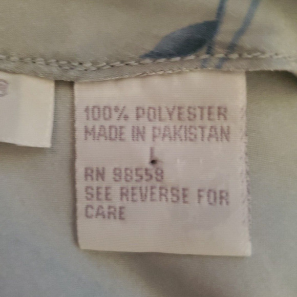 90's Y2K MAIDENFORM Nightgown SHINY BLUE FLORAL SATIN Lingerie Chemise LARGE - Picture 8 of 9